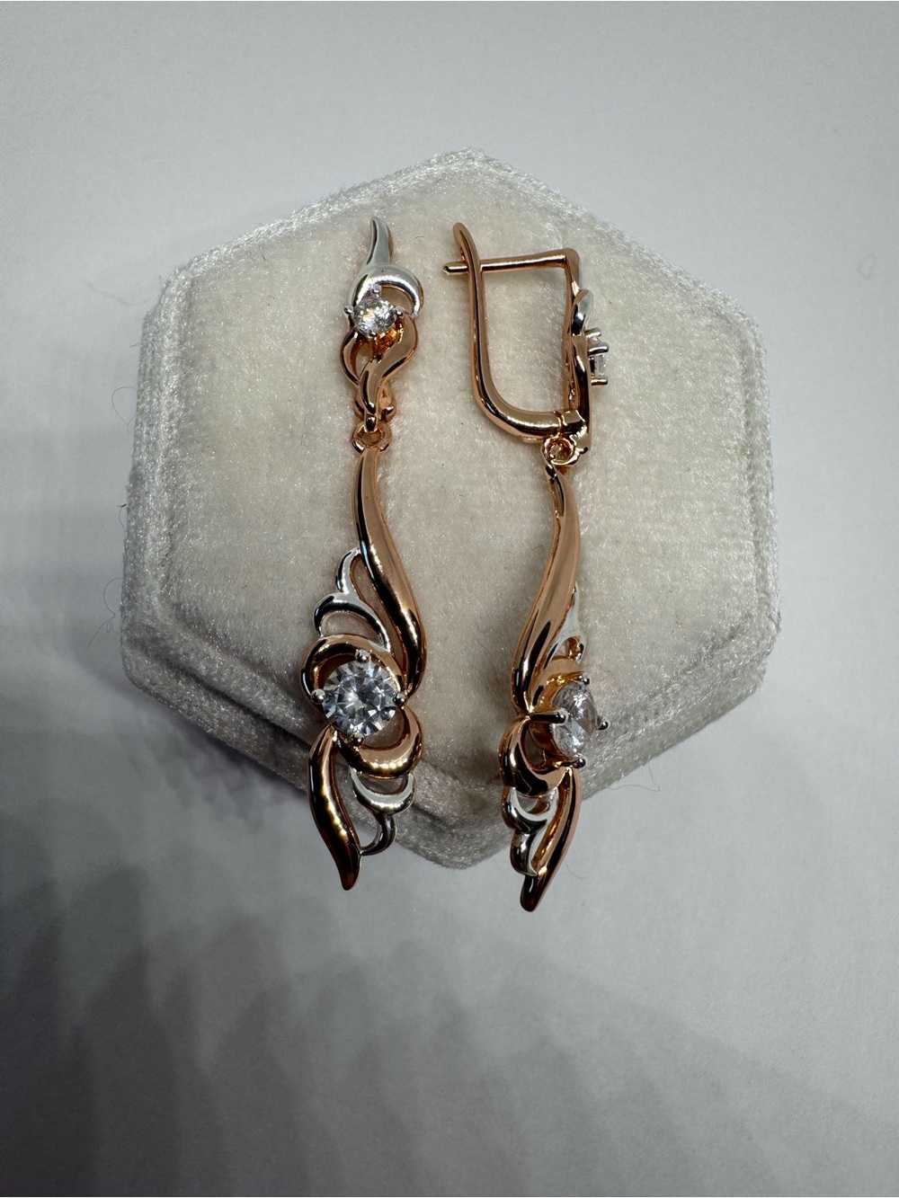 Vintage 14K 585 Rolled Gold CZ Dangle Earrings | Not Solid Gold